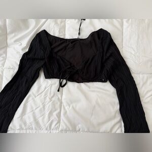 Whitefox Black Long Sleeve Crop Top